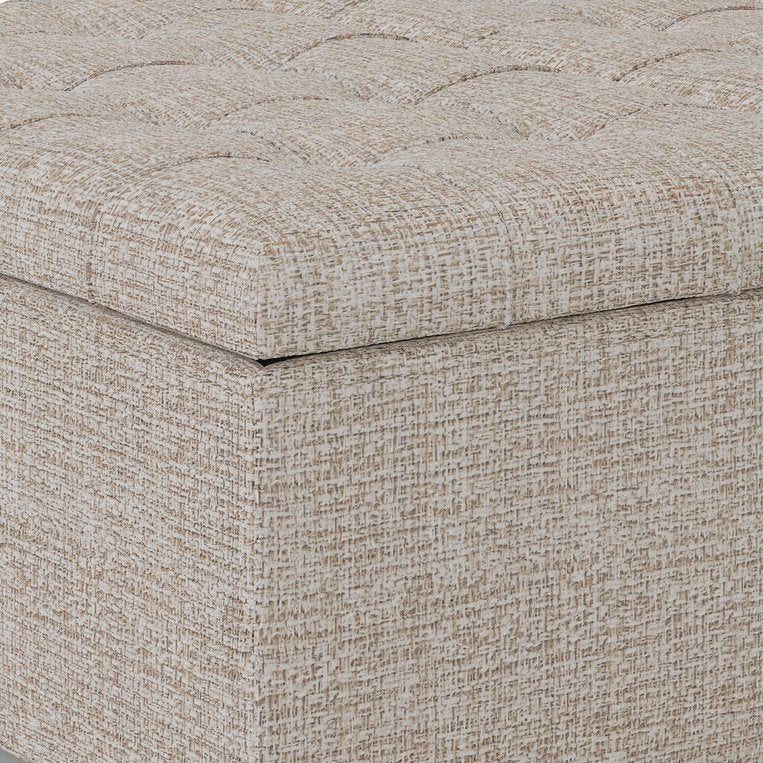 English Elm Harrison Coffee Table Storage Ottoman – Versatile Platinum Upholstered Design With Hidden Storage B136P159944