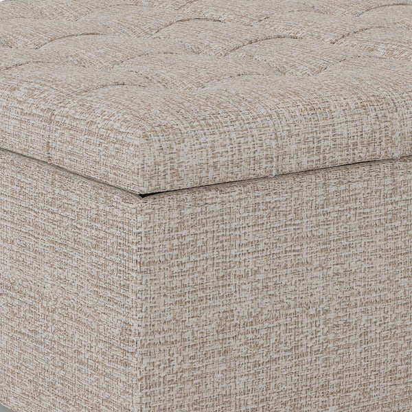 English Elm Harrison Coffee Table Storage Ottoman – Versatile Platinum Upholstered Design With Hidden Storage B136P159944