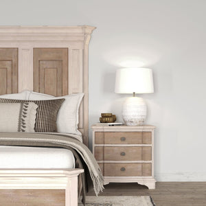 A.R.T. Furniture Alcove Nightstand With Usb Chargers - Elegant Casual Traditional Design, Ample Storage & Style! Light Brown, White Acacia Solids,Maple Veneers,Metal 321140-2801