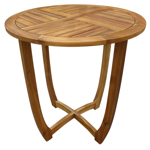 English Elm Hermosa Outdoor Round Acacia Wood Bistro Table Slatted Hardwood Patio Accent 57522.00