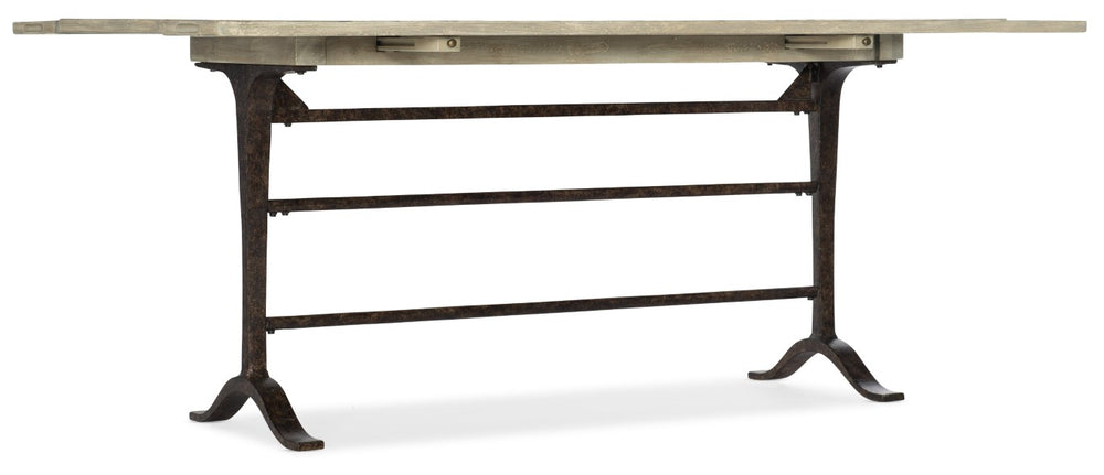 Hooker Furniture Ciao Flip-Top Console Table With Flaky White Distressed Finish, Aged Iron Base & Expandable Desk/Dining Surface 5805-85001-80
