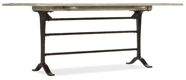 Hooker Furniture Ciao Flip-Top Console Table With Flaky White Distressed Finish, Aged Iron Base & Expandable Desk/Dining Surface 5805-85001-80