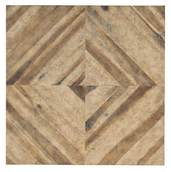 Hooker Furniture St. Armand Solid Acacia Square Cocktail Table With Distressed Finish And Brushed Pewter Metal Base For Rustic-Modern Living Light Wood 5601-80112-LTWD