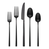 Cambridge Damaris 20-Piece Black Satin Stainless Steel Flatware Set, Elegant & Dishwasher Safe