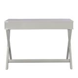 Homelegance By Top-Line Beatrix X-Base Wood Accent Campaign Writing Desk Silver MDF