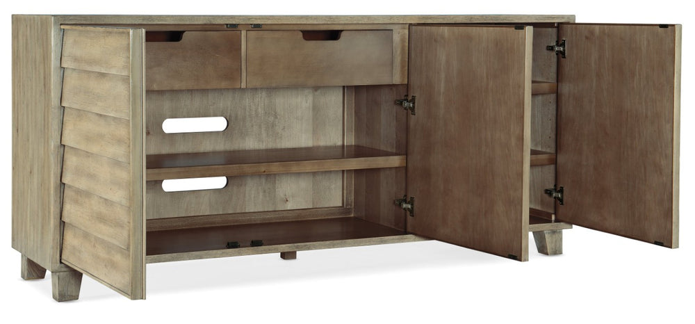 Hooker Furniture Surfrider Driftwood Buffet With Shutter Doors, Soft-Close Drawers, Adjustable Shelves & Venting 6015-75900-80