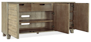 Hooker Furniture Surfrider Driftwood Buffet With Shutter Doors, Soft-Close Drawers, Adjustable Shelves & Venting 6015-75900-80