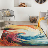 Nourison Celestial CES07 Machine Made Power-loomed Borderless Design Indoor Only Modern  Rug Wave, Multicolor 100% Polypropylene 99446337993