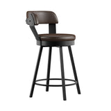 Homelegance By Top-Line Amir Faux Leather Metal Swivel 25" Counter Height Stools (Set of 2) Brown Metal