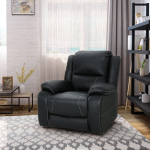 English Elm Christopher Knight Home® - 39" Wide Faux Leather Manual Swivel Recliner with 360° Rotation, Multi-Angle Comfort and Durable PU Finish Black 62814.00BLK