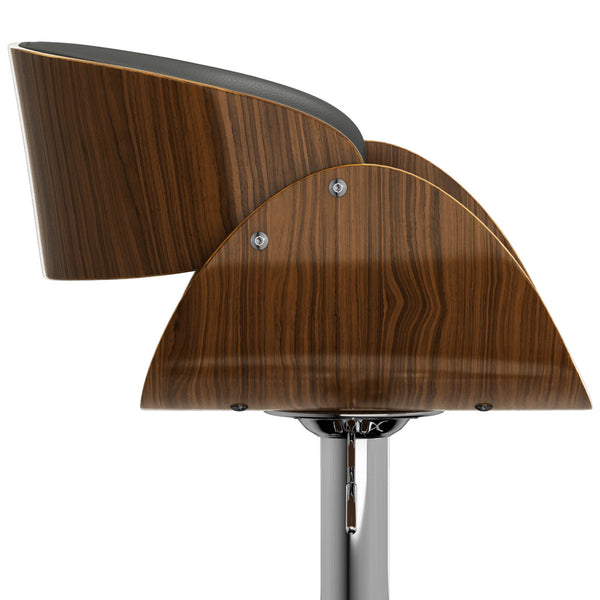 English Elm Amery Mid Century Modern Adjustable Swivel Bar Stool with Walnut Veneer Bentwood Frame & Gas Lift Dark Gray B136P158314