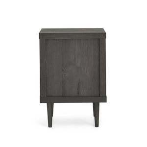 English Elm Christopher Knight Home® - 2-DRAWER Nightstand with Faux Wood Finish and Rubberwood Legs, Compact Storage Nightstand with Knob Handles Grey 72037.00GRY