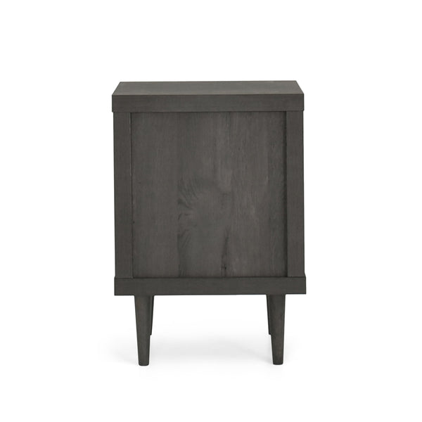English Elm Christopher Knight Home® - 2-DRAWER Nightstand with Faux Wood Finish and Rubberwood Legs, Compact Storage Nightstand with Knob Handles Grey 72037.00GRY