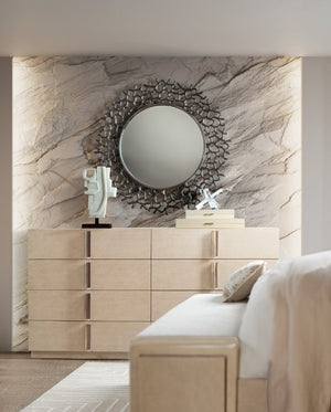 Hooker Furniture Westwood Quartered Oak Eight-Drawer Dresser With Cedar-Lined Drawers, Polished Limestone Finish, Radiance Hardware 6133-90202-80