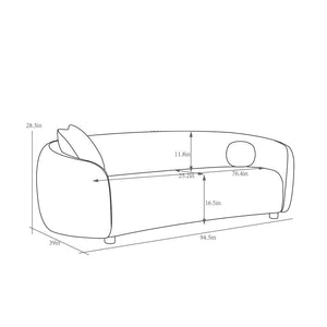 Pasargad Zarina Modern Upholstered Sofa With 2 Pillows – Luxurious Comfort & Minimalist Design, Ivory Ivory Textured Fabric Pzw-22013-3
