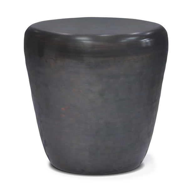 English Elm Garvy Metal Side Table - Handcrafted Antique Copper Drum Accent For Living Rooms & Bedrooms B136P158979