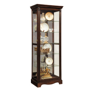 Carved 5 Shelf Mirrored Curio Cabinet in Cherry Brown Brown 21457 Pulaski Furniture