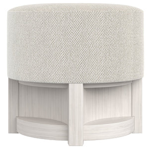 Bernhardt Bernhardt Stratum Sculptural Bench With Mist Wood Base & Plush Round Upholstered Seat — Transitional Glam 325507