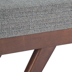 English Elm Chanelle Mid Century Ottoman Bench with Distressed Vegan Faux Leather, Solid Rubberwood Frame, 48" Gray B136P159224