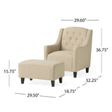 Christopher Knight Home® - Noble House - Elaine Tufted Fabric Chair and Ottoman