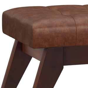 English Elm Draper Mid Century Tufted Ottoman Bench with Distressed Vegan Faux Leather Upholstery, 40" W Dark Brown B136P159074