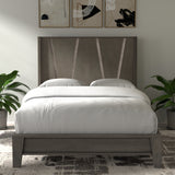 Parker House Pure Modern - Bedroom King Panel Bed With 2 Nightstands Grey Oak Solids ,Oak Veneers Bpur-3pc-1166-n2