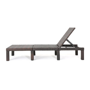 English Elm Christopher Knight Home® - JAMAICA Rattan Chaise Lounge Brown Polyethylene Wicker Iron Frame Multi-Brown Finish Durable Outdoor Patio Seat 76.6"D 62575.00WTC