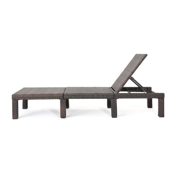 English Elm Christopher Knight Home® - JAMAICA Rattan Chaise Lounge Brown Polyethylene Wicker Iron Frame Multi-Brown Finish Durable Outdoor Patio Seat 76.6"D 62575.00WTC