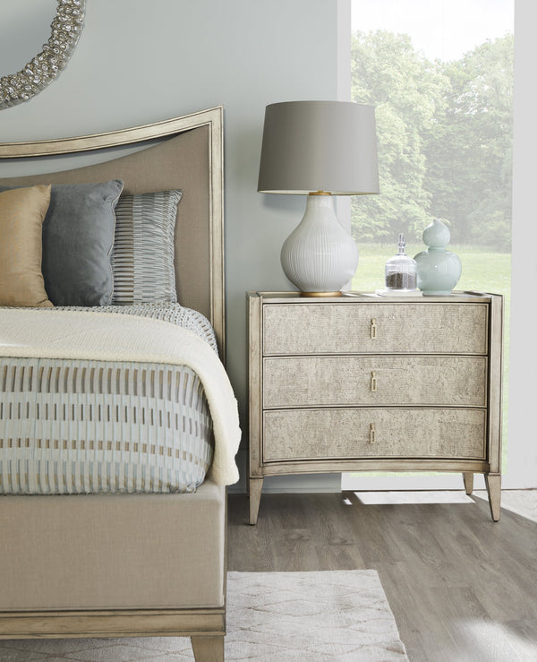 A.R.T. Furniture Cove Bachelor’S Chest - Glam Transitional Storage With Usb Chargers, Concave Design & Flared Legs Grey Rubberwood Solids,Primavera Veneers,Metal 349158-2743