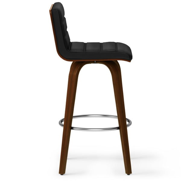 English Elm Roland Swivel Bar Stool – Chic Black Vegan Leather With Mid-Century Modern Design For Any Space B136P159556-GIGA