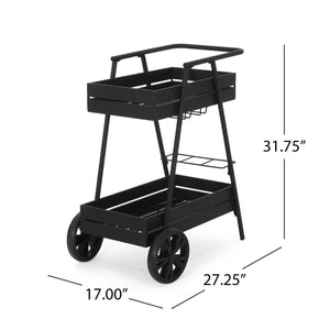 English Elm Christopher Knight Home® - REX Industrial Black Iron Bar Cart with Wheels, Wine Bottle Holders & Matte Powder-Coated Frame 71521.00BLK