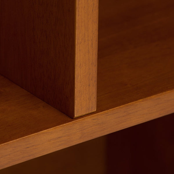 English Elm Draper - Stylish Mid Century Wide Bookcase In Teak Brown With Storage Drawers For Modern Spaces B136P158160