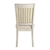 Homelegance By Top-Line Delroy Cane Accent Slat Back Dining Chairs (Set of 2) White Rubberwood