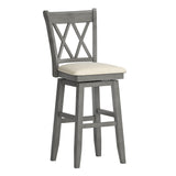 Homelegance By Top-Line Juliette Double X-Back Wood Swivel Bar Stool Grey Rubberwood