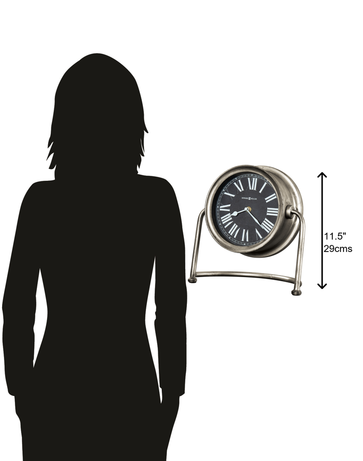 Hekman Furniture 635221 Senna Metal Mantel Clock - Antique Silver Accent With Elegant Roman Numerals & Quartz Movement  Senna Mantel Clock 635221