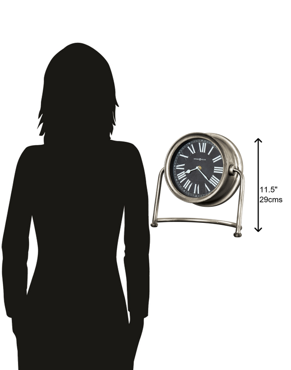 Hekman Furniture 635221 Senna Metal Mantel Clock - Antique Silver Accent With Elegant Roman Numerals & Quartz Movement  Senna Mantel Clock 635221