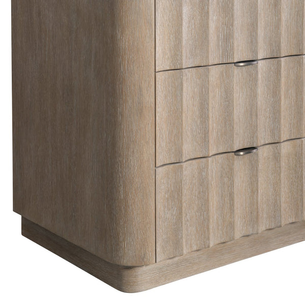 Bernhardt Bernhardt Loggia Nightstand With Fluted Drawers, Wire-Brushed Oak Aria Finish & Usb Charging Ports 345231