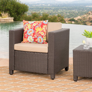 English Elm Puerta Outdoor Club Chair Woven Faux Rattan Iron Frame All Weather Patio Lounge 52979.00DBRN