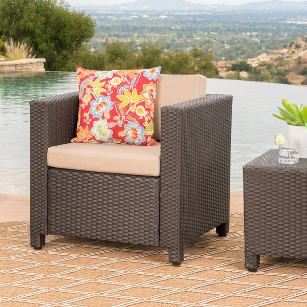 English Elm Puerta Outdoor Club Chair Woven Faux Rattan Iron Frame All Weather Patio Lounge 52979.00DBRN
