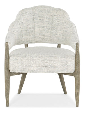 Hooker Furniture Linville Sculptural Bynum Bluff Accent Chair In Merino Cotton, Channeled Scallop Back & Mink Frame 6150-52001-85