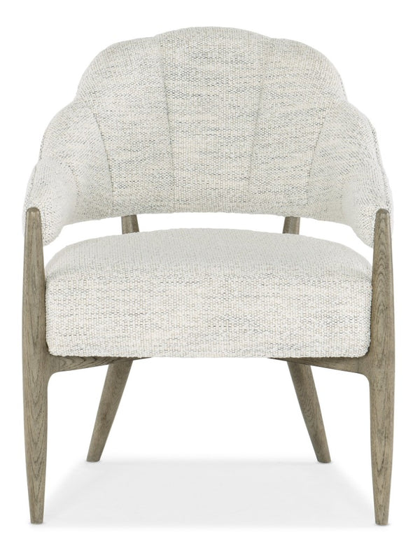 Hooker Furniture Linville Sculptural Bynum Bluff Accent Chair In Merino Cotton, Channeled Scallop Back & Mink Frame 6150-52001-85
