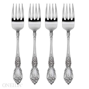 Lenox Oneida Wordsworth Everyday Flatware Salad Forks, Set of 4 Metallic, STAINLESS METAL 2285004B