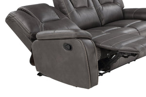 English Elm Steve Silver - Katrine Charcoal PU Manual Sofa with Reclining Ends, Faux Leather, Padded Arms & Headrest Comfort B081P157066