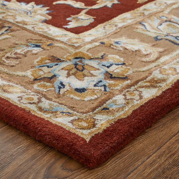 Feizy Rugs Prescott Hand-tufted Viscose & Wool Oriental Rug - Traditional Persian Design For Elegant Living Spaces Red,Tan,Ivory Viscose,Wool Pct8937frstbgef00