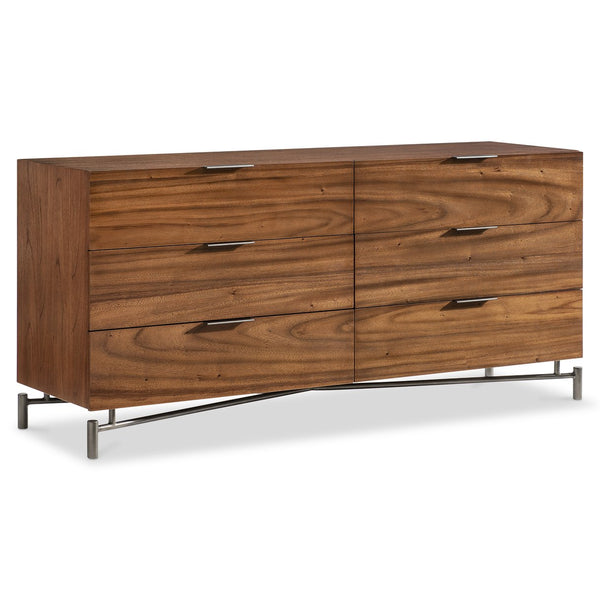 Bernhardt Bernhardt Brasea Suar Wood Six Drawer Dresser with Steel Base for Modern Bedrooms 394054
