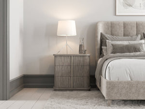 A.R.T. Furniture Vault California King Upholstered Shelter Bed - Stylish Mink Finish, Soft Grey Chenille Elegance Gray Parawood Solids,Foam,Fabric 285127-2354