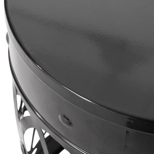 English Elm Outdoor Powder-coated Iron End Table with Geometric Cutout Design for Patio Lounging Black 73607.00BLK