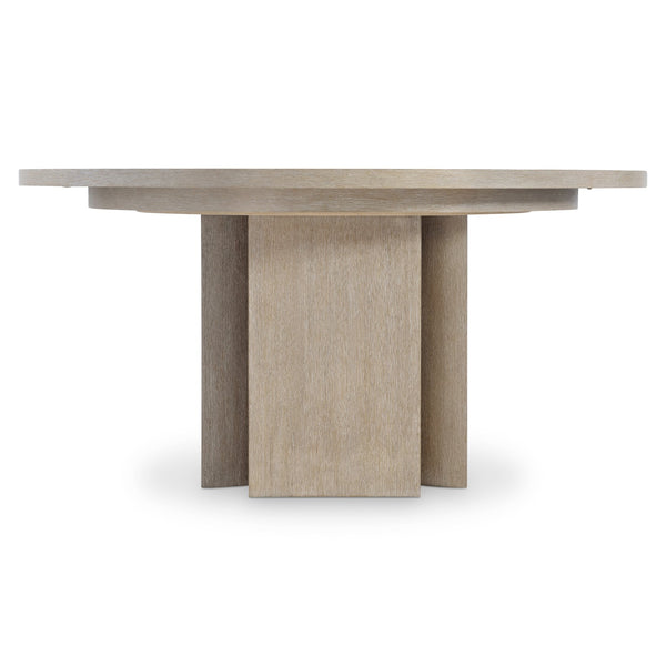 Bernhardt Bernhardt Loggia Round Dining Table With Aria Wire‑Brushed Oak Finish, Sculptural Pilaster Base, 60" K2210
