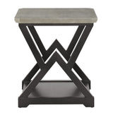 Homelegance By Top-Line Emery Black Finish Light Grey Fiber Cement Top End Table Black Wood