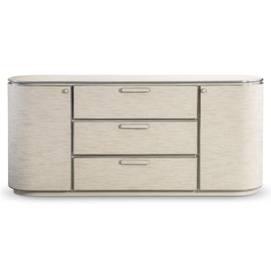 Bernhardt Bernhardt Camille Sculptural Buffet Sideboard With Woven Fiber Doors, Ash Top & Polished Steel Trim 357132